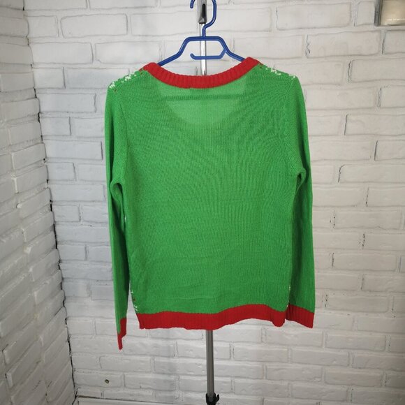 Ardene Ladies Size Small "Gangster Wrapper" Holiday Themed Sweater - Picture 2 of 9